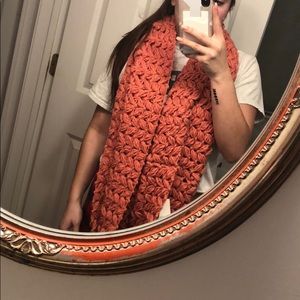 Bright Coral Knit Infinity Scarf